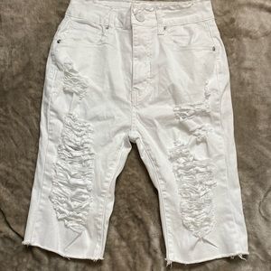 White Cutted Shorts